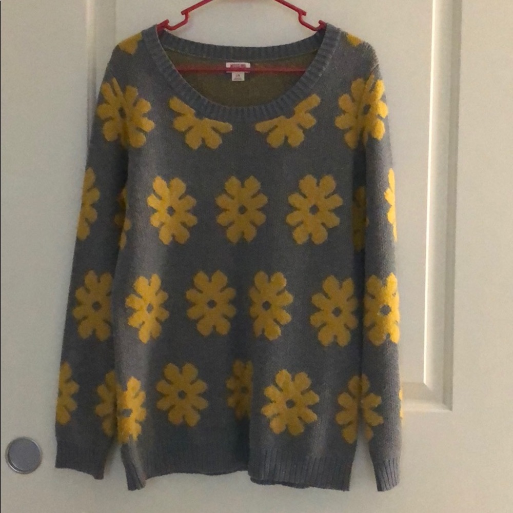 EEUC target mossimo grey mustard floral sweater